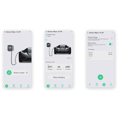 ZENCAR wallbox 6-32A / 22 kW 3 fázisú okos fali töltő 7 méteres Type 2 kábellel (Wifi, applikáció, RFID)