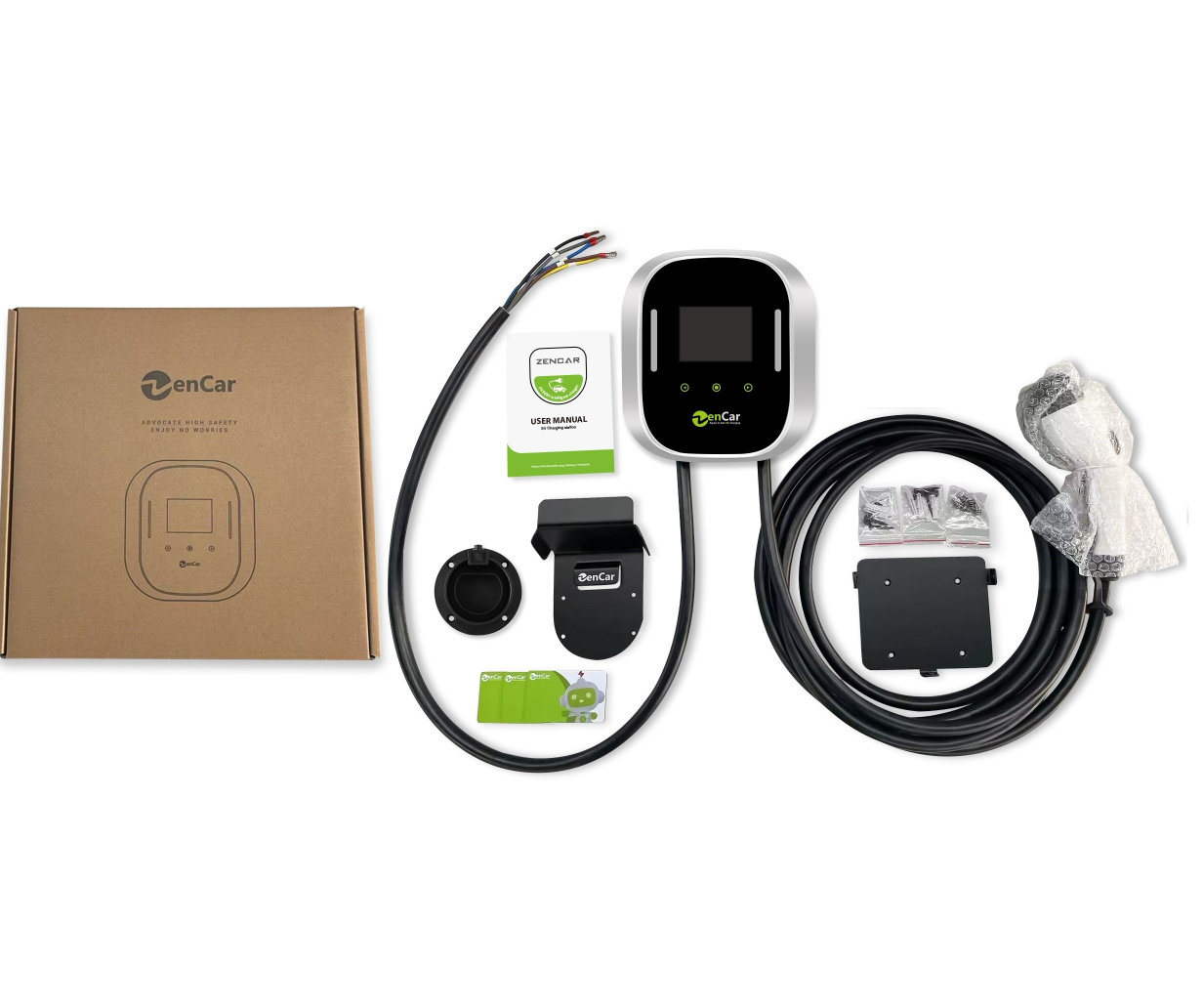 ZENCAR wallbox 6-32A / 22 kW 3 fázisú okos fali töltő 7 méteres Type 2 kábellel (Wifi, applikáció, RFID)
