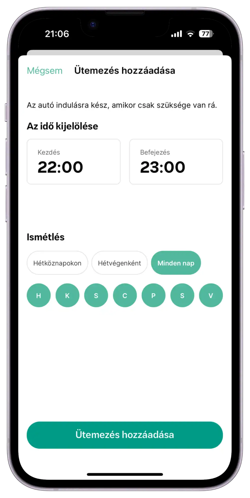Wallbox alkalmazás: töltési ütemezés beállítása telefonon